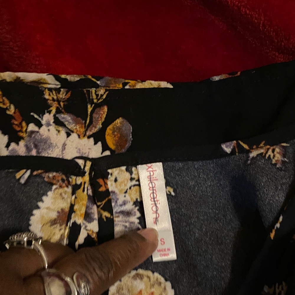 Xhilaration Black and Blue Floral Jumpsuit
